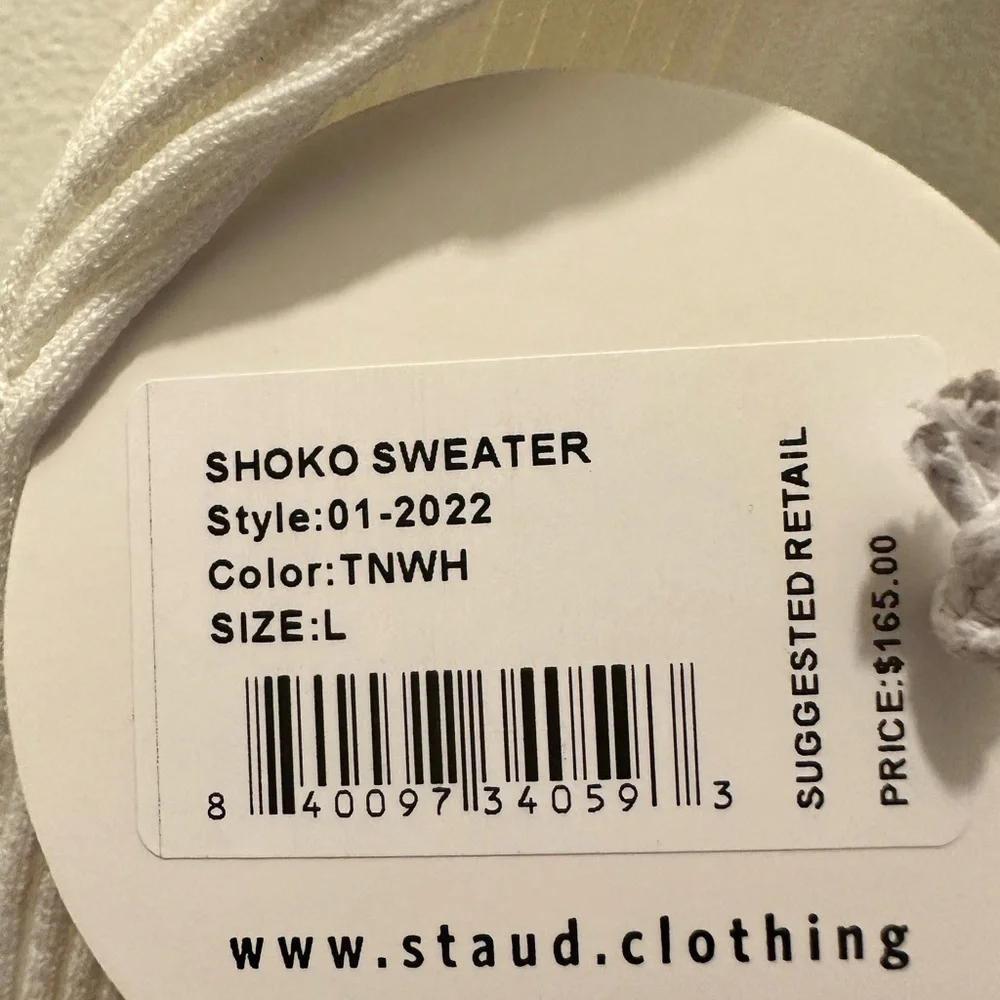 STAUD Long Sleeve Knit Dress in Cream and Brown Sz L - Picture 7 of 7